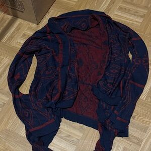 Charlotte Russe Navy and Burgundy Knit Cardigan